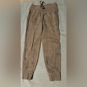 Tan with gray design, Lululemon cropped joggers size small